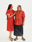 TIMENA RED ILA KEYHOLE MIDI DRESS
