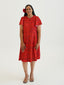 TIMENA RED ILA KEYHOLE MIDI DRESS