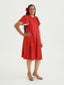 TIMENA RED ILA KEYHOLE MIDI DRESS