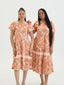 TE APA BROWN BABYDOLL MIDI DRESS