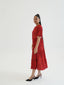 TIMENA RED BABYDOLL MIDI DRESS