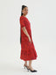 TIMENA RED BABYDOLL MIDI DRESS
