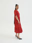 TIMENA RED BABYDOLL MIDI DRESS
