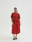 TIMENA RED BABYDOLL MIDI DRESS