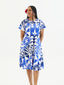 KAMATA BLUE ILA KEYHOLE MIDI DRESS