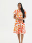 KAMATA ORANGE ILA KEYHOLE MIDI DRESS