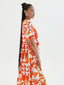 KAMATA ORANGE BABYDOLL MIDI DRESS