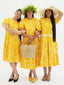 TE APA YELLOW ILA KEYHOLE MIDI DRESS