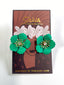 SILIVA GREEN HIBISCUS EARRINGS