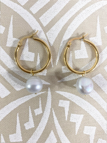 TAHITIAN PEARL HOOPS